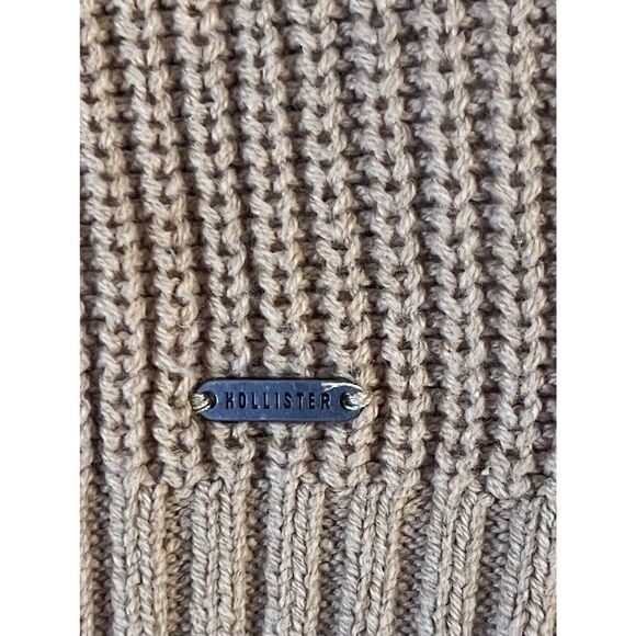 Hollister Womens Tan Ribbed Knit Mock Turtle Neck Sweater Dolman Sleeves Small - Picture 6 of 10